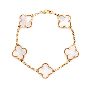 Van Cleef & Arpels Vintage Alhambra 5 Motifs Bracelet 18K Yellow Gold and Mother of Pearl