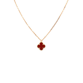 Van Cleef & Arpels Sweet Alhambra Pendant Necklace 18K Rose Gold and Carnelian