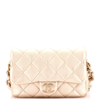 Chanel Chunky Chain CC Flap Bag Quilted Metallic Calfskin Small
