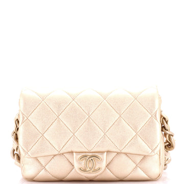 Chanel Chunky Chain CC Flap Bag Quilted Metallic Calfskin Small