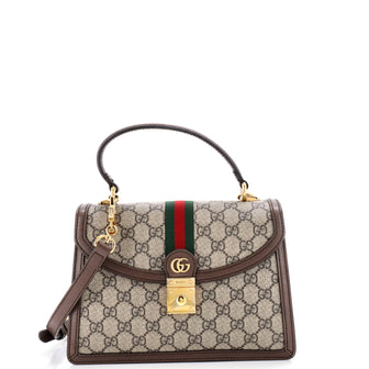 Gucci Ophidia Flap Top Handle Bag GG Coated Canvas Small