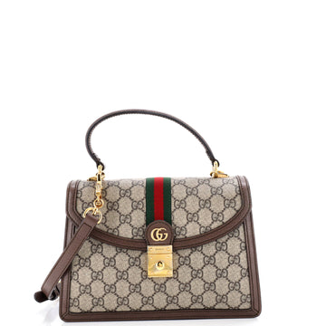 Gucci Ophidia Flap Top Handle Bag GG Coated Canvas Small