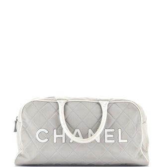 Chanel Vintage Logo Bowler Bag Quilted Canvas XL