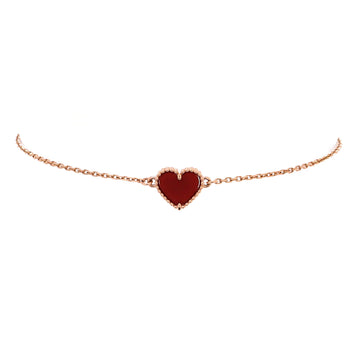 Van Cleef & Arpels Sweet Alhambra Heart Bracelet 18K Rose Gold with Carnelian