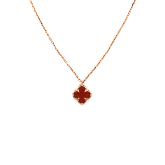Van Cleef & Arpels Sweet Alhambra Pendant Necklace 18K Rose Gold and Carnelian