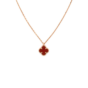 Van Cleef & Arpels Sweet Alhambra Pendant Necklace 18K Rose Gold and Carnelian