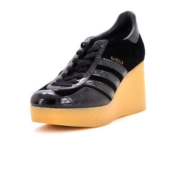 Gucci x Adidas Women's Gazelle Wedge Sneakers Velvet and Crocodile Embossed Leather with Rubber