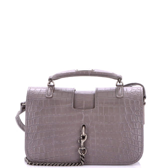 Saint Laurent Charlotte Messenger Bag Crocodile Embossed Leather Medium