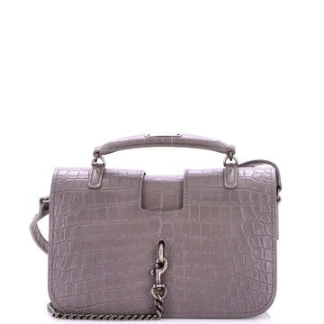 Saint Laurent Charlotte Messenger Bag Crocodile Embossed Leather Medium
