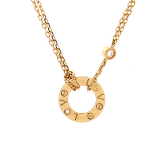 Cartier 2 Diamonds Love Pendant Necklace 18K Yellow Gold and Diamonds