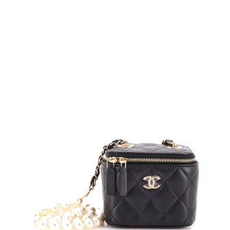 Chanel Vanity Case with Pearl Chain Quilted Lambskin Mini