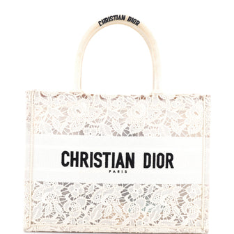 Christian Dior Book Tote Embroidered Lace Medium