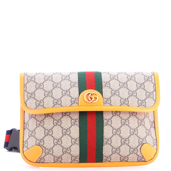 Gucci Ophidia Flap Belt Bag GG Coated Canvas with Leather