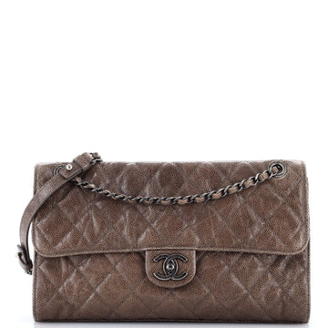 Chanel CC Crave Flap Bag Quilted Glazed Caviar Jumbo