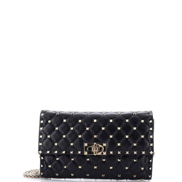 Valentino Garavani Rockstud Spike Wallet on Chain Quilted Leather Small
