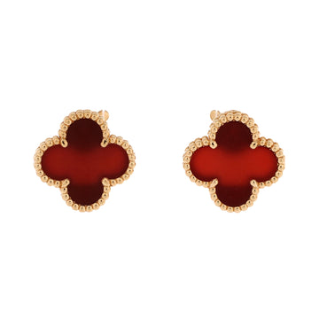 Van Cleef & Arpels Vintage Alhambra Earrings 18K Yellow Gold and Carnelian