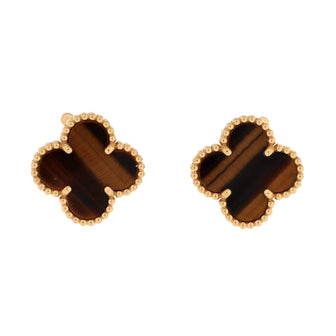 Van Cleef & Arpels Vintage Alhambra Earrings 18K Yellow Gold and Tiger Eye