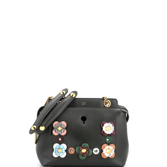 Fendi Flowerland DotCom Convertible Satchel Embellished Leather Small