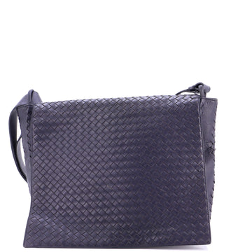 Bottega Veneta Square Flap Messenger Bag Leather with Intrecciato Nappa Large