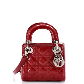 Christian Dior Lady Dior Bag Cannage Quilt Patent Mini