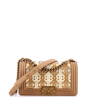Chanel Boy Flap Bag Woven Leather Old Medium