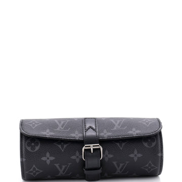 Louis Vuitton 3 Watch Case Monogram Eclipse Canvas