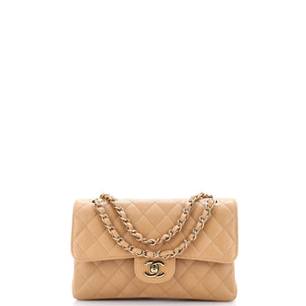 Chanel Vintage Classic Double Flap Bag Quilted Caviar Small