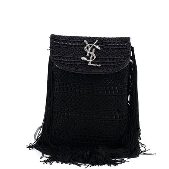 Saint Laurent Anita Flat Fringe Crossbody Bag Crochet