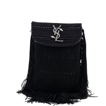 Saint Laurent Anita Flat Fringe Crossbody Bag Crochet