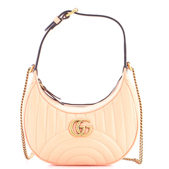 Gucci GG Marmont Half Moon Hobo Matelasse Leather Mini