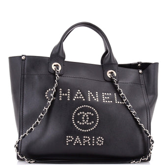 Chanel Deauville Tote Studded Caviar Small