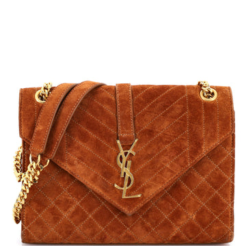 Saint Laurent Classic Monogram Envelope Satchel Mixed Matelasse Suede Medium