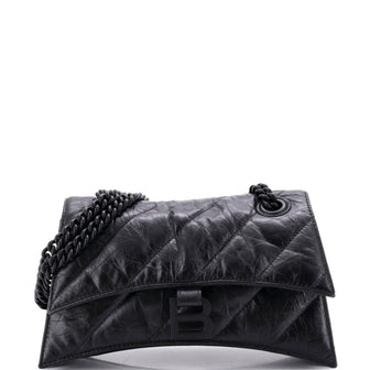 Balenciaga Crush Chain Flap Bag Quilted Crushed Calfskin Small