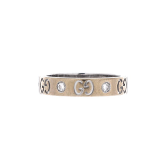 Gucci Icon Band Ring 18K White Gold with Diamonds 4mm