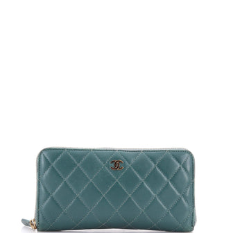 Chanel Zip Around Wallet Quilted Lambskin Long