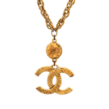 Chanel Vintage Medallion CC Drop Pendant Necklace Metal