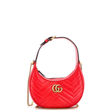 Gucci GG Marmont Half Moon Hobo Matelasse Leather Mini