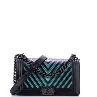 Chanel Boy Flap Bag Chevron Painted Calfskin Old Medium
