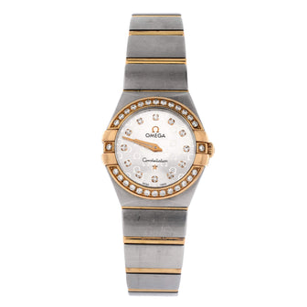 Omega Constellation Quartz Watch Stainless Steel and Rose Gold with Diamond Bezel and Markers 30