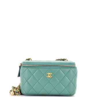 Chanel Pearl Crush Vanity Case with Chain Quilted Lambskin Small