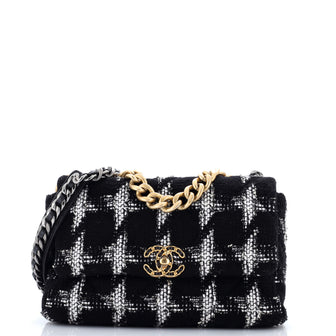 Chanel 19 Flap Bag Quilted Tweed Large