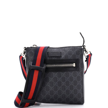 Gucci Web Strap Front Zip Messenger Bag GG Coated Canvas Small
