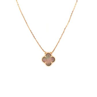 Van Cleef & Arpels Vintage Alhambra Pendant Necklace 18K Rose Gold and Grey Mother of Pearl
