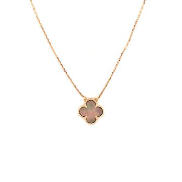 Van Cleef & Arpels Vintage Alhambra Pendant Necklace 18K Rose Gold and Grey Mother of Pearl