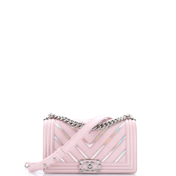 Chanel Boy Flap Bag Chevron Lambskin with Holographic PVC Old Medium