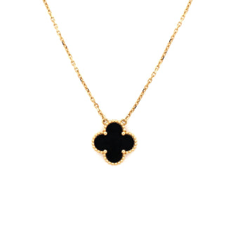 Van Cleef & Arpels Vintage Alhambra Pendant Necklace 18K Yellow Gold and Onyx