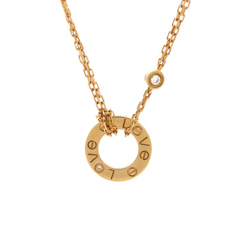 Cartier 2 Diamonds Love Pendant Necklace 18K Yellow Gold and Diamonds