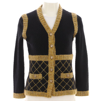 Chanel Women's Two Pocket V-Neck Cardigan Silk Blend