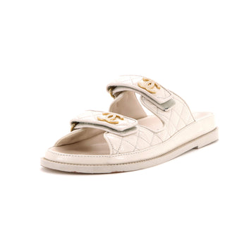 Chanel Women's Velcro Open Back Dad Sandals Quilted Leather