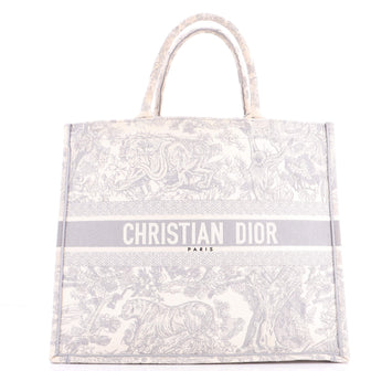 Christian Dior Book Tote Embroidered Canvas Large
